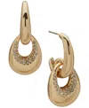 Anne Klein Crystal Stone Gold-tone Polished Link Drop Earrings In Gold