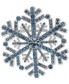 Anne Klein Crystal Stone Silver-tone Snowflake Pin In Blue