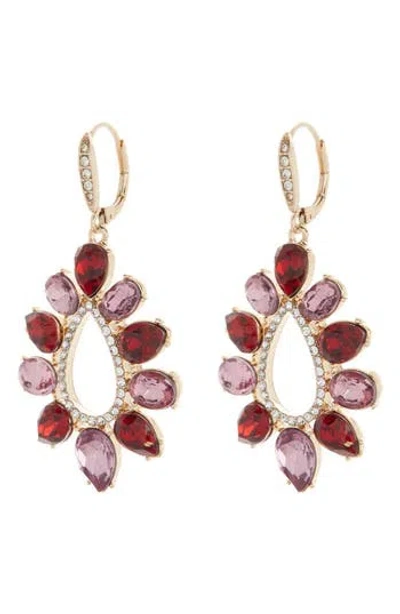 Anne Klein Crystal Teardrop Earrings In Gold/red/amy