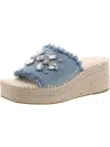 Anne Klein Crystal Espadrille Slide Sandal In Blue