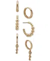 Anne Klein Cubic Zirconia 3-pc. Hoop Earrings Set In Gold