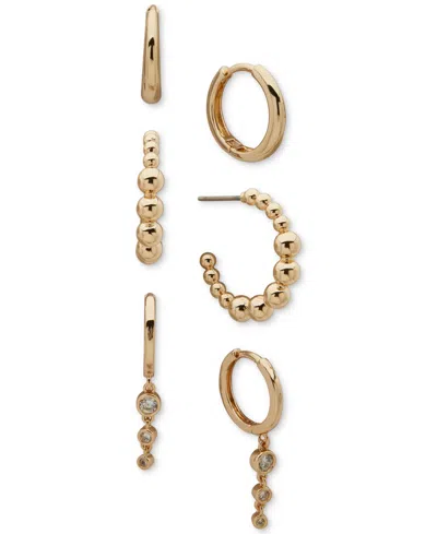 Anne Klein Cubic Zirconia 3-pc. Hoop Earrings Set In Gold