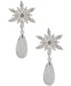 Anne Klein Cubic Zirconia And Crystal Stone Silver-tone Briolette Snowflake Drop Earrings In Multi
