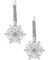 Anne Klein Cubic Zirconia And Glass Stone Silver-tone Snowflake Drop Earrings In Silver
