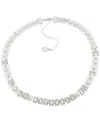 Anne Klein Cubic Zirconia Baguette Stone Linked Chain Necklace In Transparent