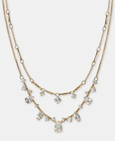 Anne Klein Cubic Zirconia Bar Layered Statement Necklace, 16" + 3" Extender In Gold