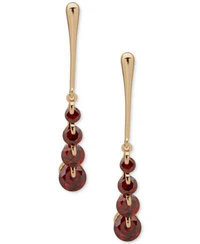Anne Klein Cubic Zirconia Dynamic Gold-tone Linear Earrings In Red