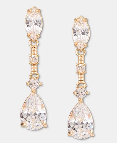 Anne Klein Cubic Zirconia Linear Drop Earrings In Gold