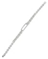 Anne Klein Cubic Zirconia Linked Chain Stone Fold-over Bracelet In Transparent