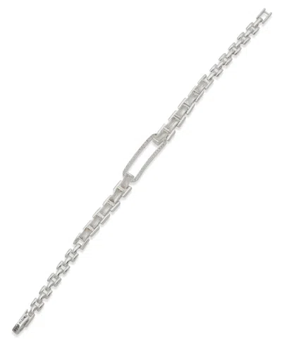 Anne Klein Cubic Zirconia Linked Chain Stone Fold-over Bracelet In Transparent