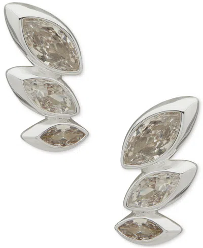 Anne Klein Cubic Zirconia Navette Crawler Earrings In Metallic
