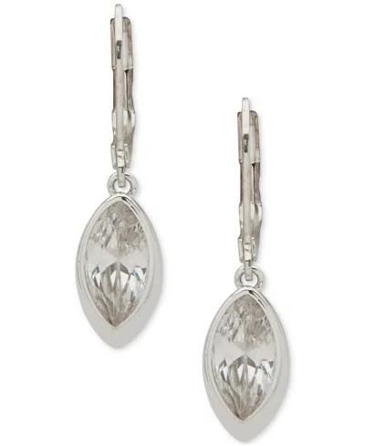 Anne Klein Cubic Zirconia Navette Drop Earrings In White