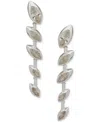 Anne Klein Cubic Zirconia Navette Stationed Linear Earrings In Metallic
