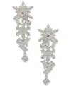 Anne Klein Cubic Zirconia Silver-tone Snowflake Cluster Linear Earrings In Metallic