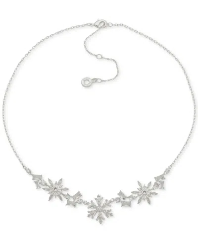 Anne Klein Cubic Zirconia Silver-tone Snowflake Frontal Necklace