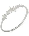 Anne Klein Cubic Zirconia Silver-tone Snowflake Open Hinge Bracelet In Metallic