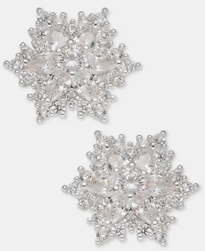 Anne Klein Cubic Zirconia Snowflake Stud Earrings In Metallic
