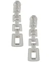 Anne Klein Cubic Zirconia Stone Link Linear Ez Comfort Clip Earrings In Silver
