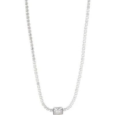 Anne Klein Cubic Zirconia Tennis Necklace In Silver/crystal