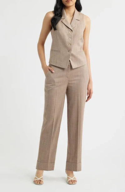 Anne Klein Cuff Ankle Pants In Brown