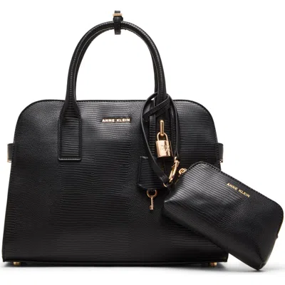 Anne Klein Curved Satchel In Black