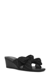 Anne Klein Dara Bow Wedge Slide Sandal In Black