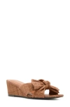 Anne Klein Dara Bow Wedge Slide Sandal In Brown