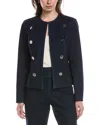 Anne Klein Women's Open Front Double-breasted Denim Blazer In Blue