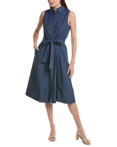 Anne Klein Denim Shirtdress In Multi