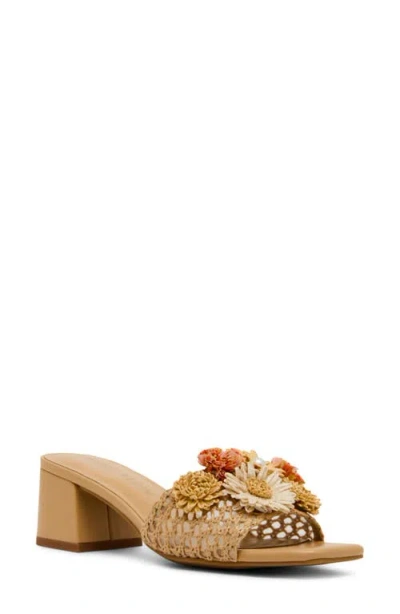 Anne Klein Dia Straw Flower Slide Sandal In Brown