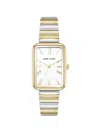 Anne Klein Dial Rectangular Face Two-tone Link Watch In White