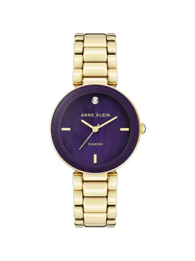 Anne Klein Diamond 32.5mm Watch In Purple