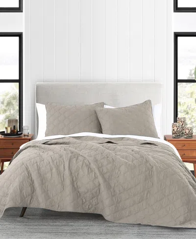 Anne Klein Diamond Cotton 2-piece Quilt Set, Twin In Brown
