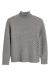 Anne Klein Diamond Stitch Mock Neck Sweater In Graphite Heather Grey