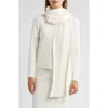 Anne Klein Diamond Stitch Scarf Mock Neck Sweater In White