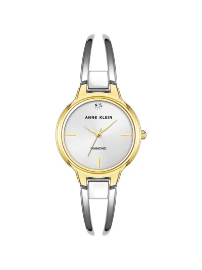 Anne Klein Diamond-accented Bangle 30mm Watch In White