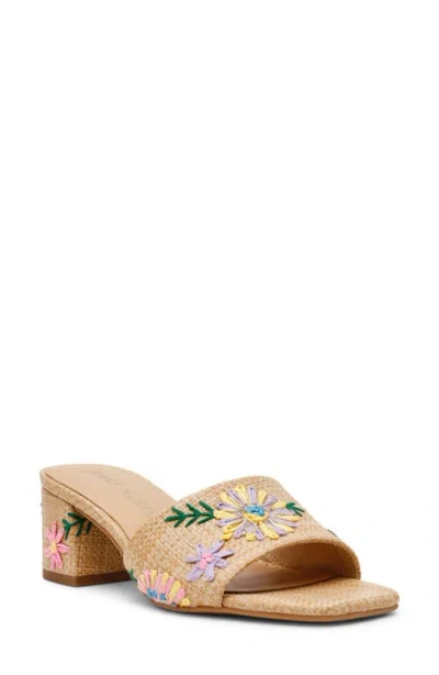 Anne Klein Dolls Block Heel Sandal In Beige Multi