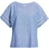 Anne Klein Linen-blend Boxy Top In Blue