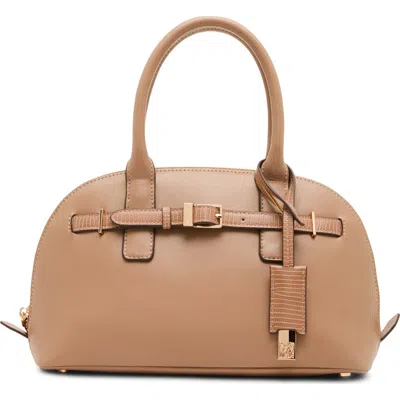 Anne Klein Dome Buckle Faux Leather Satchel In Mocha/ Mocha