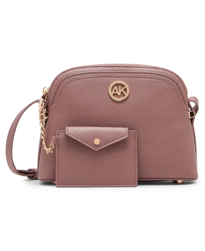 Anne Klein Dome Crossbody With Detachable Card Case In Pink