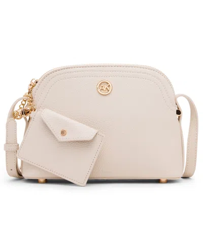 Anne Klein Dome Zip Top Detachable Card Case Crossbody Bag In Sand
