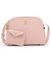 Anne Klein Dome Zip Top Detachable Card Case Crossbody Bag In Pink
