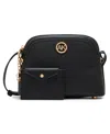 Anne Klein Dome Zip Top Detachable Card Case Crossbody Bag In Black