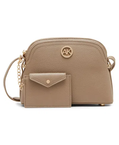 Anne Klein Dome Zip Top Detachable Card Case Crossbody Bag In Blue