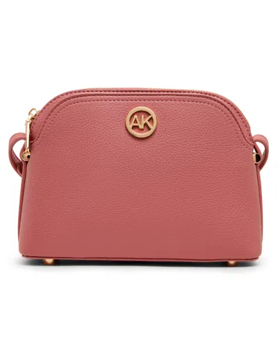 Anne Klein Dome Zip Top Detachable Card Case Crossbody Bag In Pink