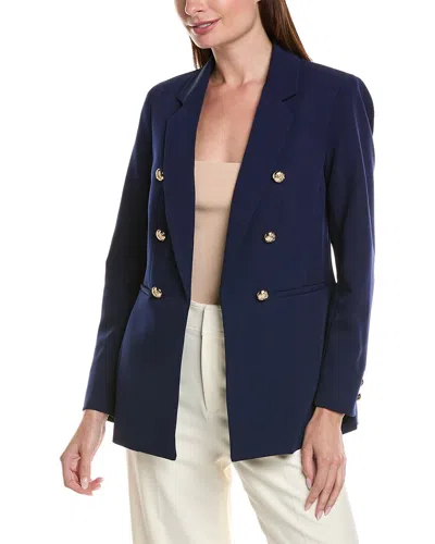 Anne Klein Double Breasted Jacket In Blue
