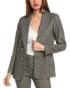 Anne Klein Metallic Open Front Blazer In Black