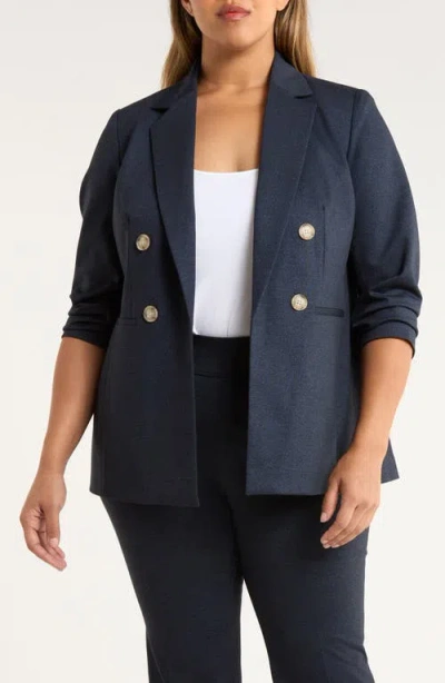 Anne Klein Double Breasted Jacket In Blue
