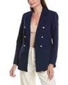Anne Klein Womens Faux Double Breasted Blazer Printed Pleat Front Top Pull On Slash Pocket Pants In Multi