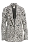 Anne Klein Double Breasted Jacquard Blazer In White